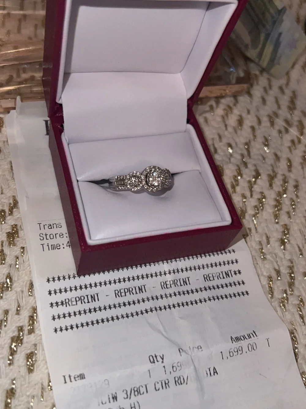 Classic Silver-Tone Double Halo Diamond Ring - White
